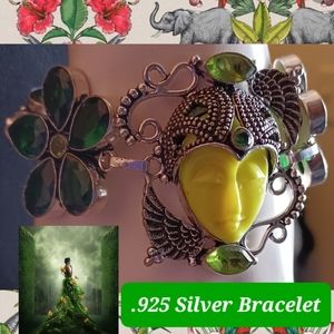 RARE IVANA RUZZO Original Flying Guardian .925 Silver Peridot & Spinel Bracelet